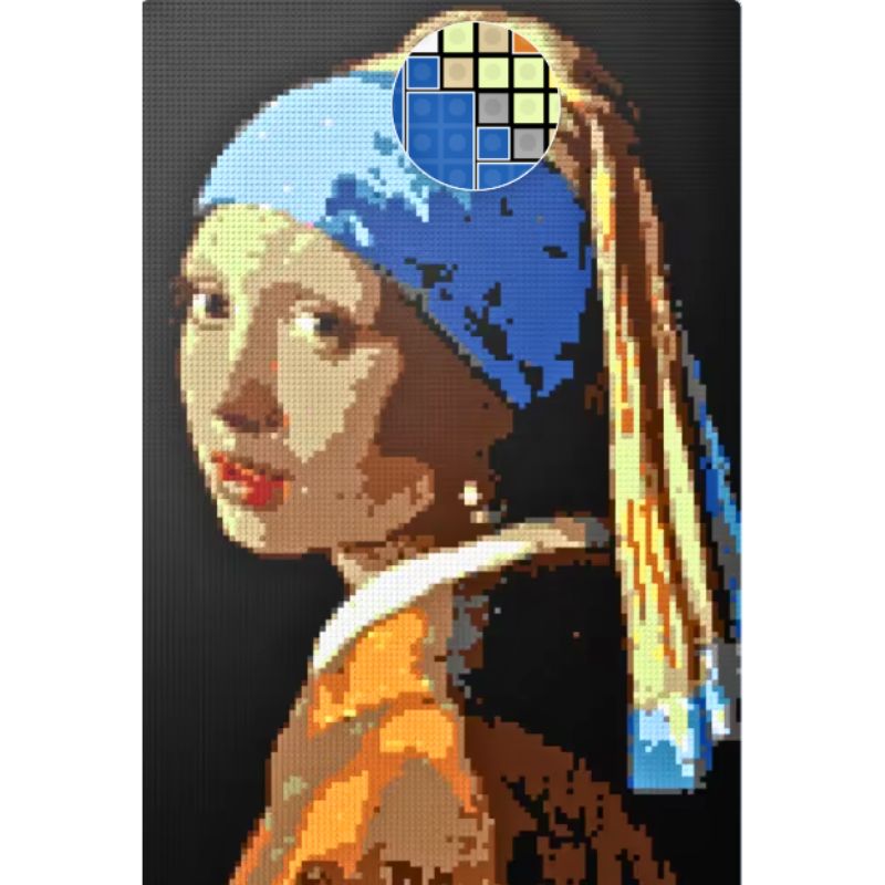 Preview Pictures of Vermeer's Girl with a Pearl Earring Custom Brick Mosaic Art