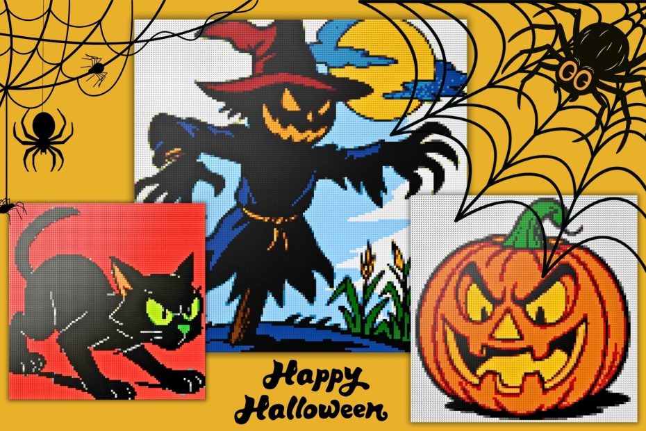 Collection of Halloween LEGO Brick Mosaic Designs