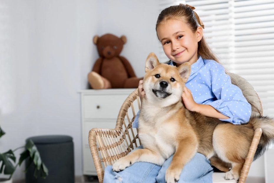 child with dog photo used to create custom brick mosaic