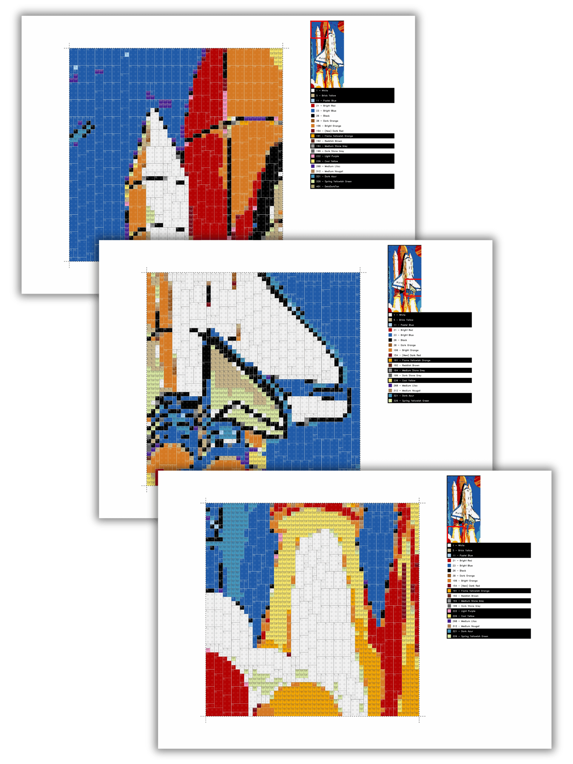 Columbia Space Shuttle LEGO-style Mosaic Build Plan