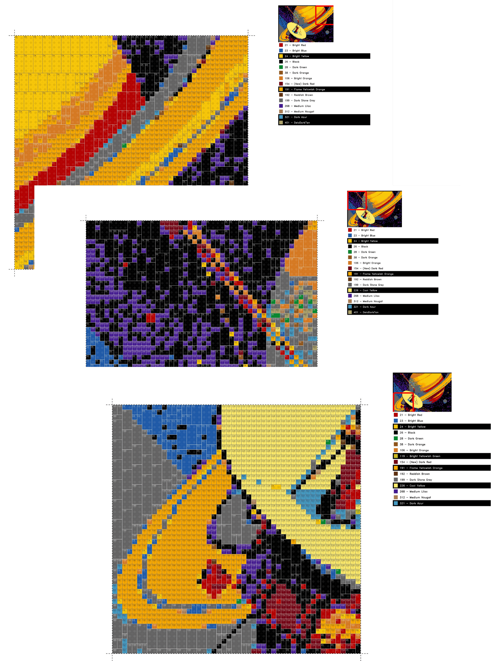 Pioneer 11 150x100 stds LEGO True Colors Mosaic Instructions - Plate by Plate