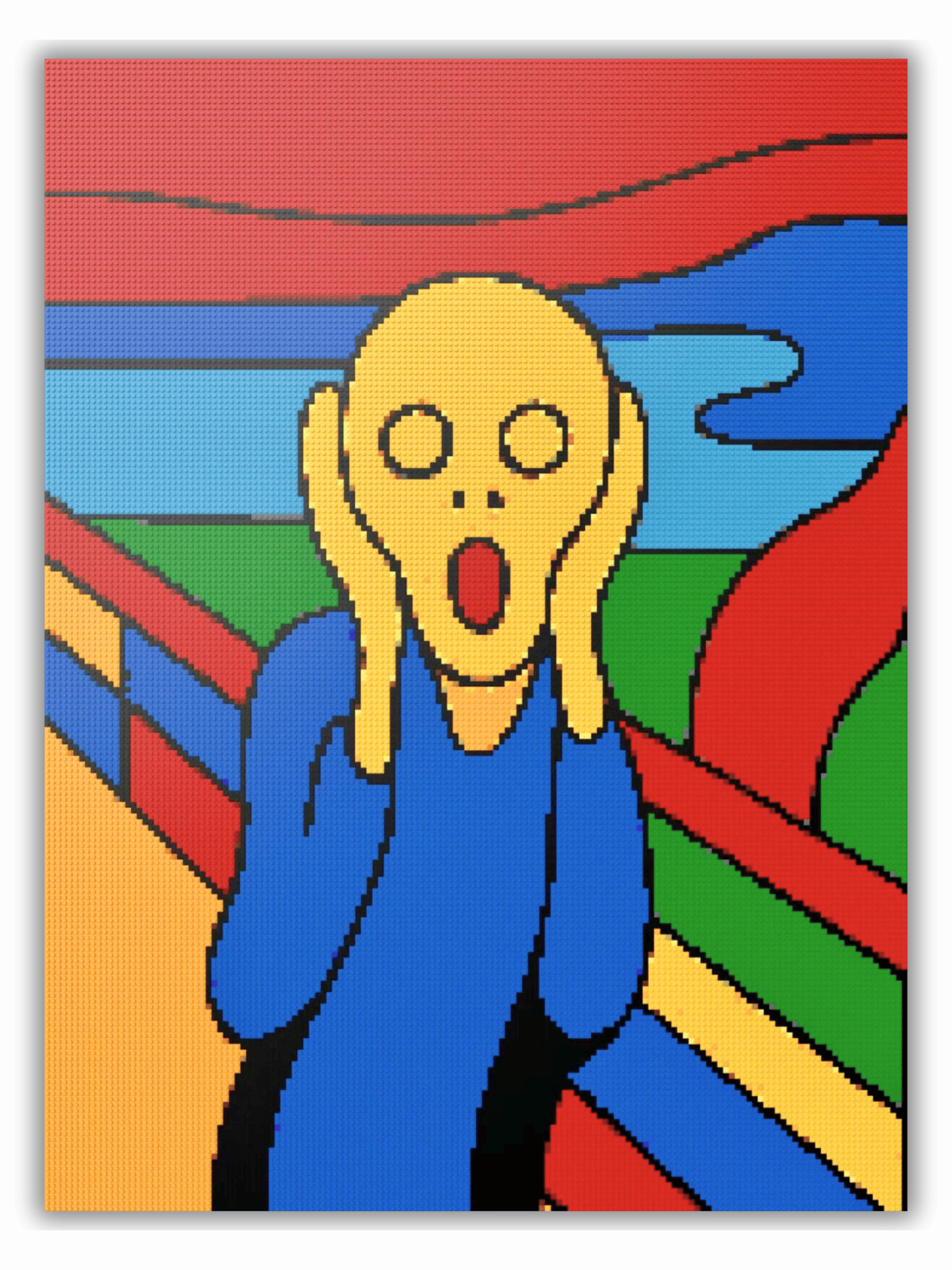 Edvard Munch The Scream LEGO style Pop-Art mosaic artwork built from original LEGO colors